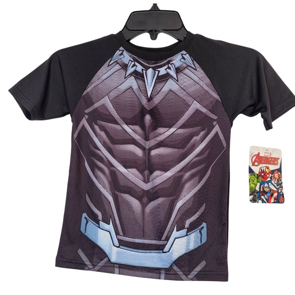 Marvel Avengers Boy's Black Panther Short Sleeve Graphic T-Shirt Black Size 5/6